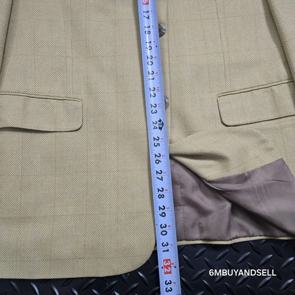 Jones New York‎ Silk Wool Blazer 44R Tan Sport Coat Classic Tailored Jacket